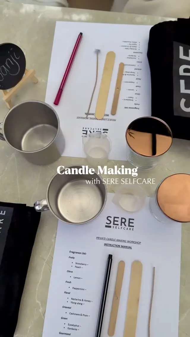 Candle-making kit laid out on a table